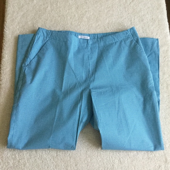 Vintage Gap Gingham Stretch Capri Cropped Pants Blue Y2K - Sz 4 - Picture 4 of 9